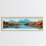 Lake Saint Catherine Vermont Framed Canvas Print, Panoramic Wall Art, Midcentury Modern, Pop Art, Living Room Decor, Travel Poster, Lake House Art