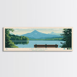 Lake Santeetlah North Carolina Framed Canvas Print, Panoramic Wall Art, Midcentury Modern, Pop Art, Living Room Decor, Travel Poster, Lake House Art