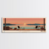 Lake Thunderbird Oklahoma Framed Canvas Print, Panoramic Wall Art, Midcentury Modern, Pop Art, Living Room Decor, Travel Poster, Lake House Art