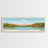 Lake Wallenpaupack, Pennsylvania Panoramic Wall Art Framed Canvas Print, Midcentury Modern, Pop Art, Home Decor, Travel Poster, Living Room Art