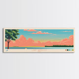 Lake Wapello, Iowa Panoramic Wall Art Framed Canvas Print, Midcentury Modern, Pop Art, Home Decor, Travel Poster, Living Room Art