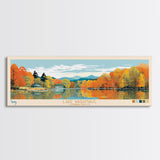 Lake Waramaug, Connecticut Panoramic Wall Art Framed Canvas Print, Midcentury Modern, Pop Art, Home Decor, Travel Poster, Living Room Art