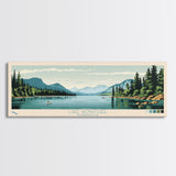 Lake Wenatchee, Washington Panoramic Wall Art Framed Canvas Print, Midcentury Modern, Pop Art, Home Decor, Travel Poster, Bedroom Art