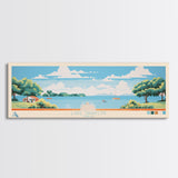 Lake Tawakoni, Texas Panoramic Wall Art Framed Canvas Print, Midcentury Modern, Pop Art, Home Decor, Travel Poster, Bedroom Art