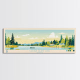 Lenore Lake, Saskatchewan Panoramic Wall Art Framed Canvas Print, Midcentury Modern, Pop Art, Home Decor, Travel Poster, Living Room Art