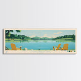 Logan Martin Lake, Alabama Panoramic Wall Art Framed Canvas Print, Midcentury Modern, Pop Art, Home Decor, Travel Poster, Bedroom Art