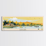 Long Lake, North Dakota Panoramic Wall Art Framed Canvas Print, Midcentury Modern, Pop Art, Home Decor, Travel Poster, Living Room Art