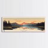 Lost Lake, Oregon Panoramic Wall Art Framed Canvas Print, Midcentury Modern, Pop Art, Home Decor, Travel Poster, Bedroom Art