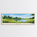 Lums Pond, Delaware Panoramic Wall Art Framed Canvas Print, Midcentury Modern, Pop Art, Home Decor, Travel Poster, Living Room Art