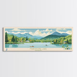 Maidstone Lake, Vermont Panoramic Wall Art Framed Canvas Print, Midcentury Modern, Pop Art, Home Decor, Travel Poster, Bedroom Art