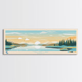 Mallery Lake, Nunavut Panoramic Wall Art Framed Canvas Print, Midcentury Modern, Pop Art, Home Decor, Travel Poster, Bedroom Art