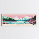 Mendenhall Lake, Alaska Panoramic Wall Art Framed Canvas Print, Midcentury Modern, Pop Art, Home Decor, Travel Poster, Living Room Art