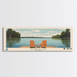 Millwood Lake, Arkansas Framed Canvas Print, Panoramic Wall Art, Midcentury Modern, Pop Art, Home Decor, Travel Poster, Bedroom Art