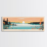 Mistassini Lake, Quebec Framed Canvas Print, Panoramic Wall Art, Midcentury Modern, Pop Art, Home Decor, Travel Poster, Bedroom Art