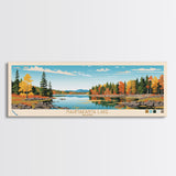 Nahmakanta Lake, Maine Framed Canvas Print, Panoramic Wall Art, Midcentury Modern, Pop Art, Home Decor, Travel Poster, Bedroom Art