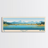 Odell Lake, Oregon Framed Canvas Print, Panoramic Wall Art, Midcentury Modern, Pop Art, Home Decor, Travel Poster, Living Room Art