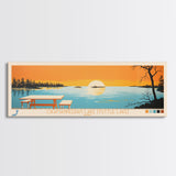 Okamanpeedan Lake (Tuttle Lake), Iowa Framed Canvas Print, Panoramic Wall Art, Midcentury Modern, Pop Art, Home Decor, Travel Poster, Bedroom Art