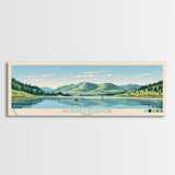 Palisades Reservoir, Idaho Framed Canvas Print, Panoramic Wall Art, Midcentury Modern, Pop Art, Home Decor, Travel Poster, Living Room Art