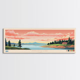 Panguitch Lake, Utah Framed Canvas Print, Panoramic Wall Art, Midcentury Modern, Pop Art, Home Decor, Travel Poster, Bedroom Art