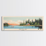 Payette Lake, Idaho Framed Canvas Print, Panoramic Wall Art, Midcentury Modern, Pop Art, Home Decor, Travel Poster, Living Room Art