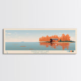 Randleman Lake, North Carolina Framed Canvas Print, Living Room Art, Midcentury Modern, Panoramic Wall Art, Pop Art, Travel Poster