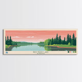 Red Deer Lake, Manitoba Framed Canvas Print, Panoramic Travel Poster, Midcentury Modern Art, Wall Decor, Pop Art, Home Decoration