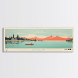 Redfish Lake, Idaho Framed Canvas Print, Panoramic Wall Art, Midcentury Modern Decor, Living Room Art, Pop Art, Travel Poster