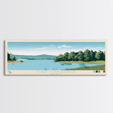 Robert S. Kerr Reservoir, Oklahoma Framed Canvas Print, Panoramic Wall Art, Midcentury Modern Decor, Home Decoration, Pop Art, Travel Poster