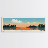 Ross Barnett Reservoir, Mississippi Framed Canvas Print, Panoramic Wall Art, Midcentury Modern Decor, Living Room Art, Pop Art, Travel Poster