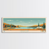 Sheridan Lake, South Dakota Framed Canvas Print, Panoramic Wall Art, Midcentury Modern Decor, Pop Art, Travel Poster, Living Room Decoration