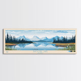 Shogvik Lake, Alaska Framed Canvas Print, Panoramic Travel Poster, Midcentury Modern Art, Home Decor, Pop Art, Wall Art