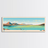 Utah Lake, Utah Framed Canvas Print, Panoramic Lake House Decor, Midcentury Modern Art, Pop Art, Travel Poster, Bedroom Wall Art