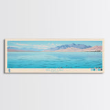 Walker Lake, Nevada Framed Canvas Print, Panoramic Lake House Decor, Midcentury Modern Art, Pop Art, Travel Poster, Bedroom Wall Art