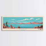 Wilson Lake, Arizona Framed Canvas Print, Panoramic Lake House Art, Midcentury Modern Decor, Pop Art, Travel Poster, Wall Art