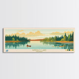 Windigo Lake, Ontario Panoramic Framed Canvas Print, Lake House Decor, Midcentury Modern Art, Pop Art, Travel Poster