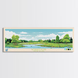 Worden Pond, Rhode Island Framed Canvas Print, Panoramic Lake House Decor, Midcentury Modern Art, Pop Art, Travel Poster