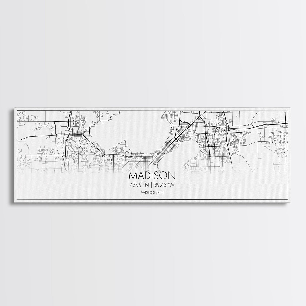 Panoramic Madison City Map, Wisconsin Art, Map Print, Minimalist Wall Art, Canvas Art, Housewarming Gift, Street Map Art, Closing Gift