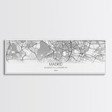 Panoramic Madrid City Map, Spain Art, Map Print, Minimalist Wall Art, Canvas Art, Housewarming Gift, Street Map Art, Closing Gift