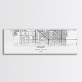 Panoramic Miami City Map, Florida Art, Map Print, Minimalist Wall Art, Canvas Art, Housewarming Gift, Street Map Art, Closing Gift