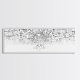 Panoramic Milan City Map, Italy Art, Map Print, Minimalist Wall Art, Canvas Art, Housewarming Gift, Street Map Art, Closing Gift