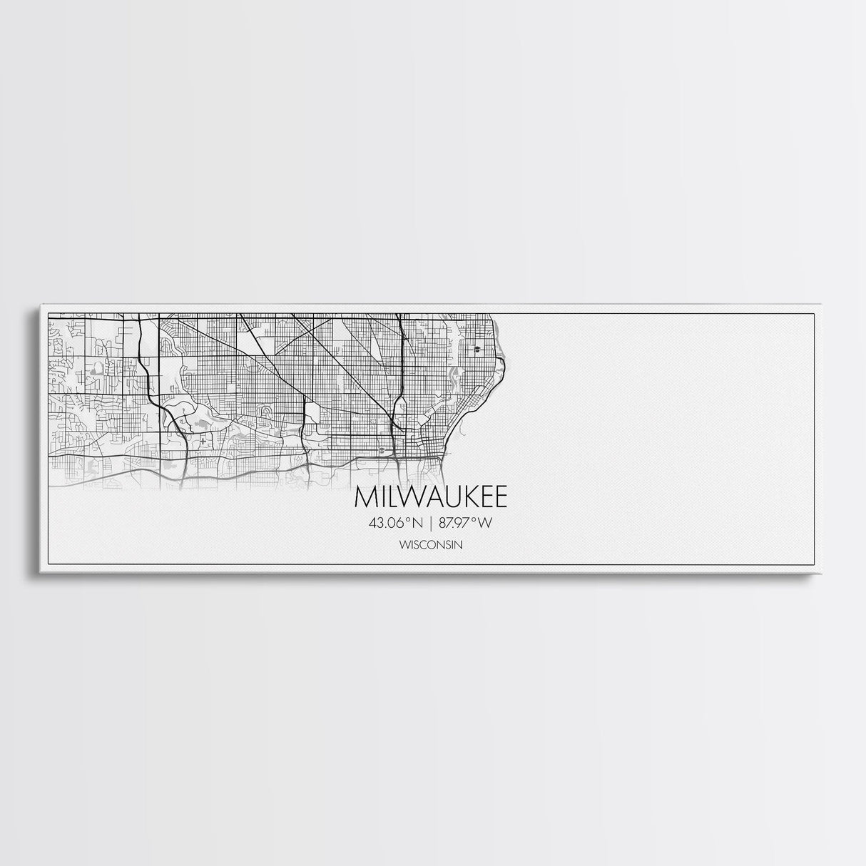 Panoramic Milwaukee City Map, Wisconsin Art, Map Print, Minimalist Wall Art, Canvas Art, Housewarming Gift, Street Map Art, Closing Gift