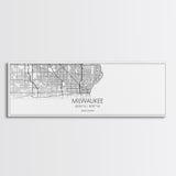 Panoramic Milwaukee City Map, Wisconsin Art, Map Print, Minimalist Wall Art, Canvas Art, Housewarming Gift, Street Map Art, Closing Gift