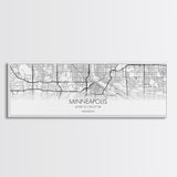 Panoramic Minneapolis City Map, Minnesota Art, Map Print, Minimalist Wall Art, Canvas Art, Housewarming Gift, Street Map Art, Closing Gift