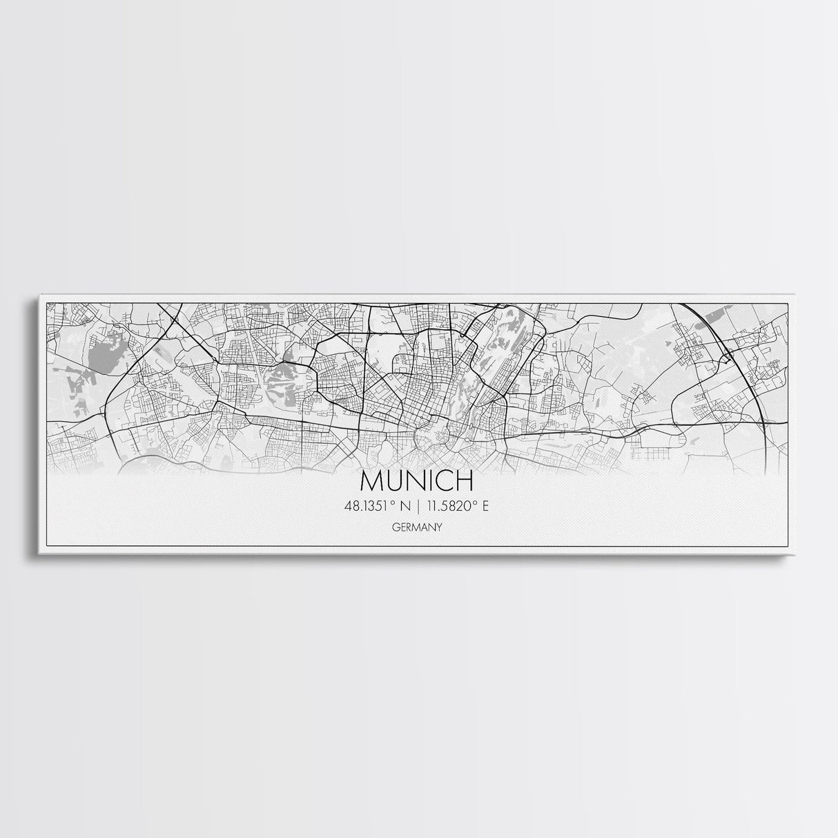 Panoramic Munich City Map, Germany Art, Map Print, Minimalist Wall Art, Canvas Art, Housewarming Gift, Street Map Art, Closing Gift