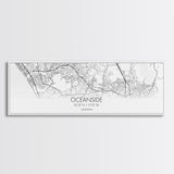 Panoramic Oceanside City Map, California Art, Map Print, Minimalist Wall Art, Canvas Art, Housewarming Gift, Street Map Art, Closing Gift