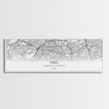 Panoramic Paris City Map, France Art, Map Print, Minimalist Wall Art, Canvas Art, Housewarming Gift, Street Map Art, Closing Gift