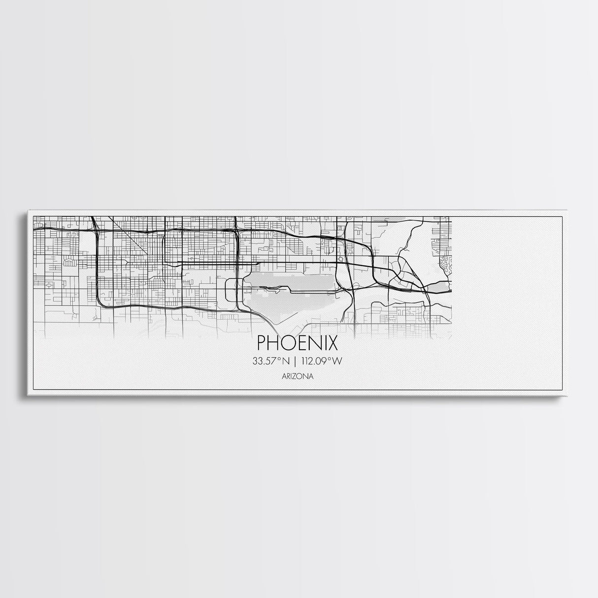 Panoramic Phoenix City Map, Arizona Art, Map Print, Minimalist Wall Art, Canvas Art, Housewarming Gift, Street Map Art, Closing Gift