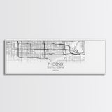 Panoramic Phoenix City Map, Arizona Art, Map Print, Minimalist Wall Art, Canvas Art, Housewarming Gift, Street Map Art, Closing Gift