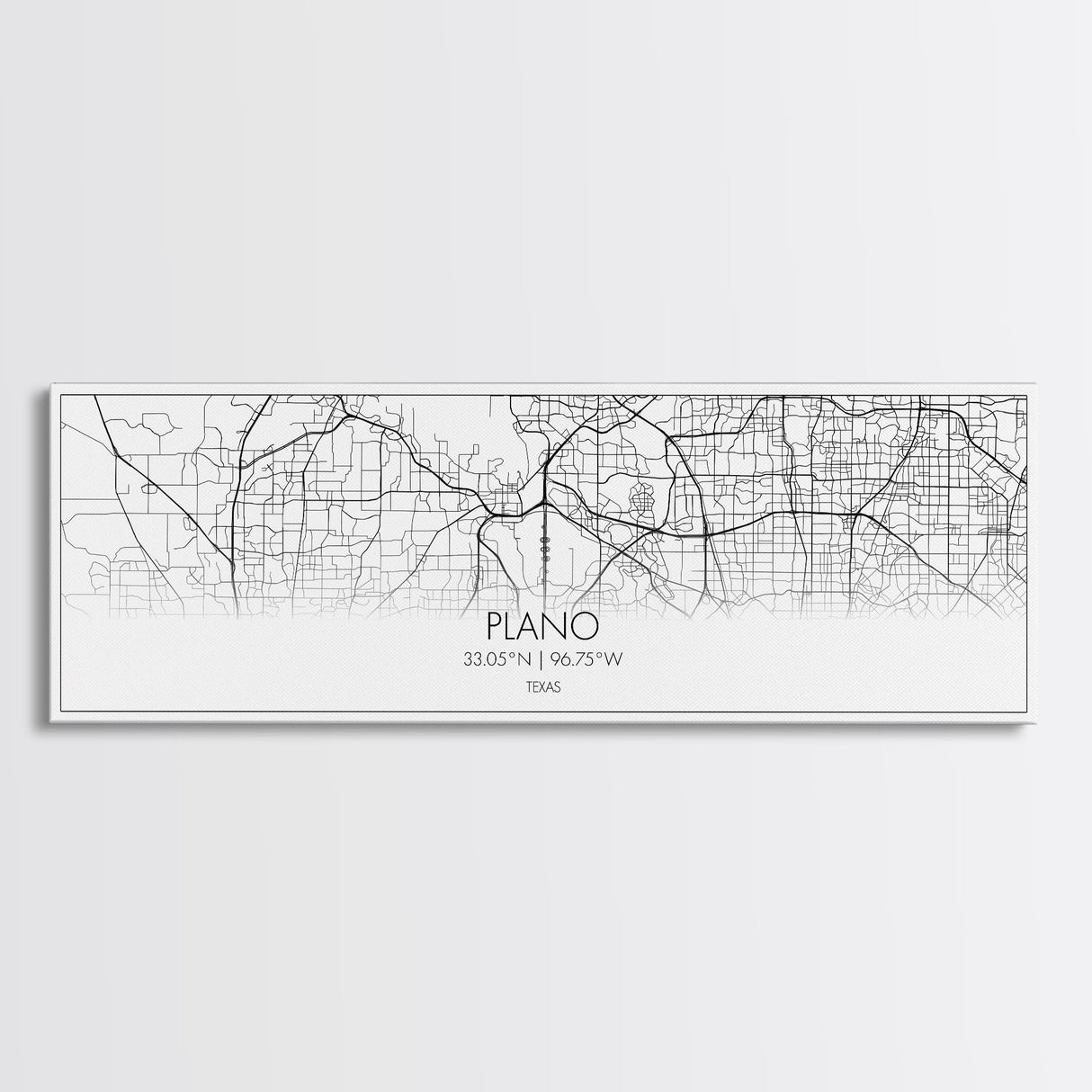 Panoramic Plano City Map, Texas Art, Map Print, Minimalist Wall Art, Canvas Art, Housewarming Gift, Street Map Art, Closing Gift