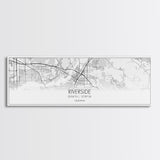 Panoramic Riverside City Map, California Art, Map Print, Minimalist Wall Art, Canvas Art, Housewarming Gift, Street Map Art, Closing Gift